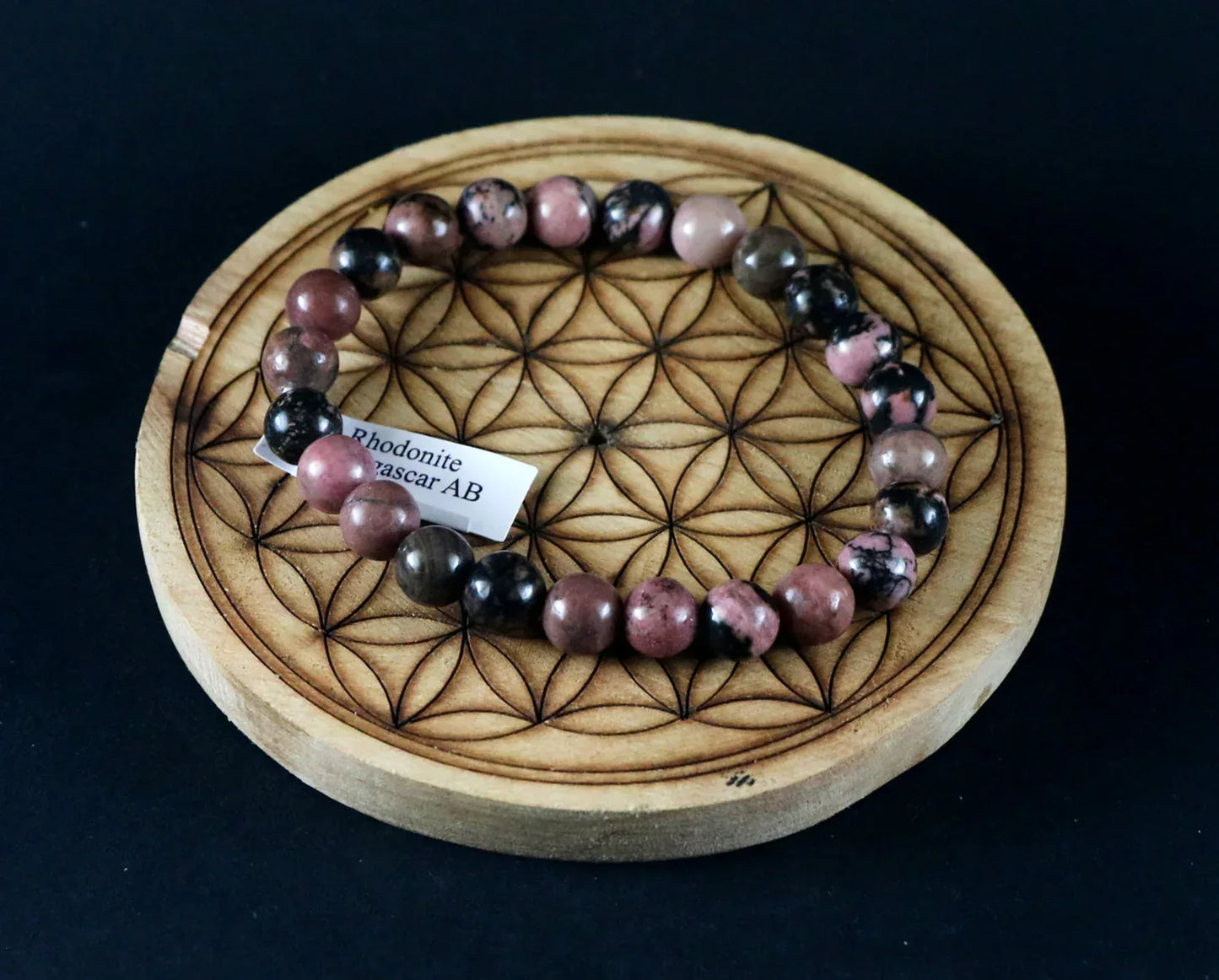 Bracelet en Rhodonite 8mm AB Madagascar - Pierres de Terre Happy