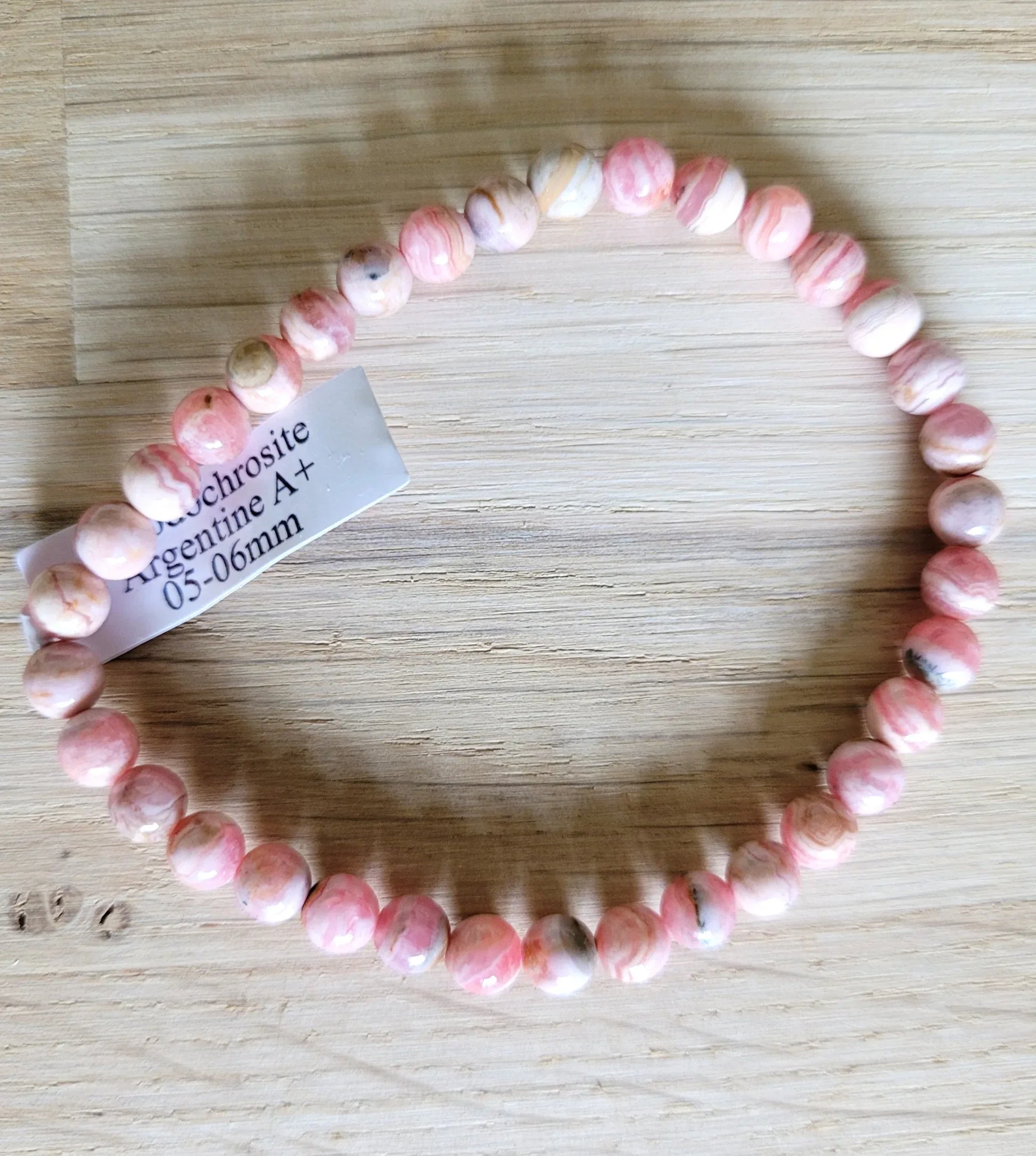 Bracelet en Rhodochrosite 5,5-6,5mm - Pierres de Terre Happy
