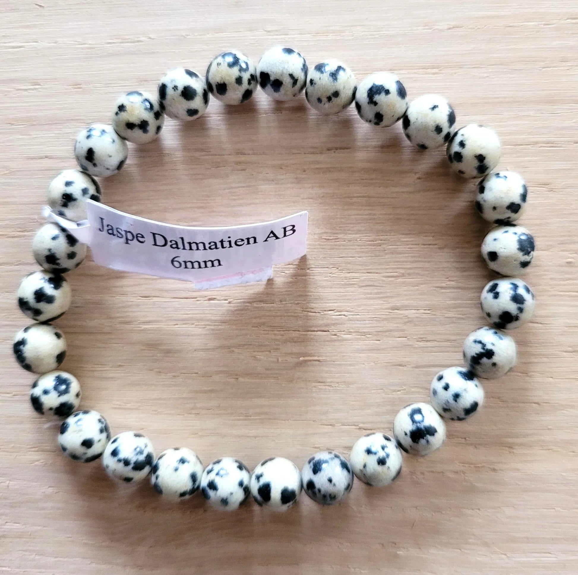 Bracelet en Jaspe Dalmatien 6mm - Pierres de Terre Happy