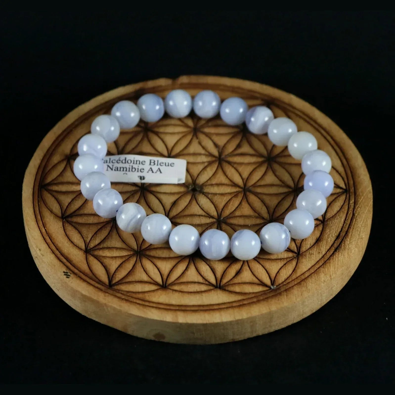 Bracelet en Calcédoïne bleue 8mm AA - Pierres de Terre Happy