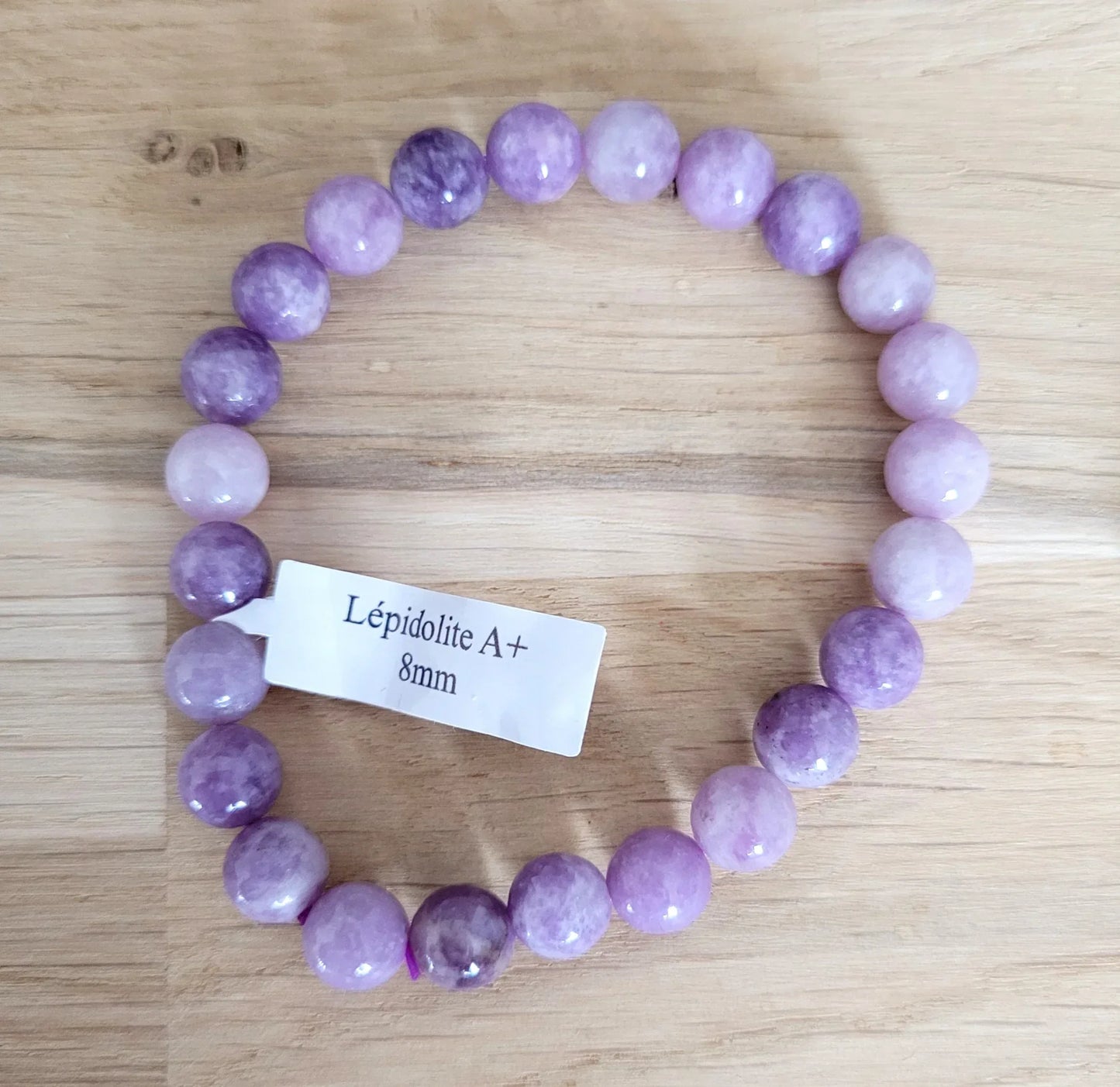 Bracelet en Lépidolite 8mm - Pierres de Terre Happy