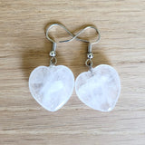 Boucles d'oreilles coeur en Cristal de Roche - Pierres de Terre Happy