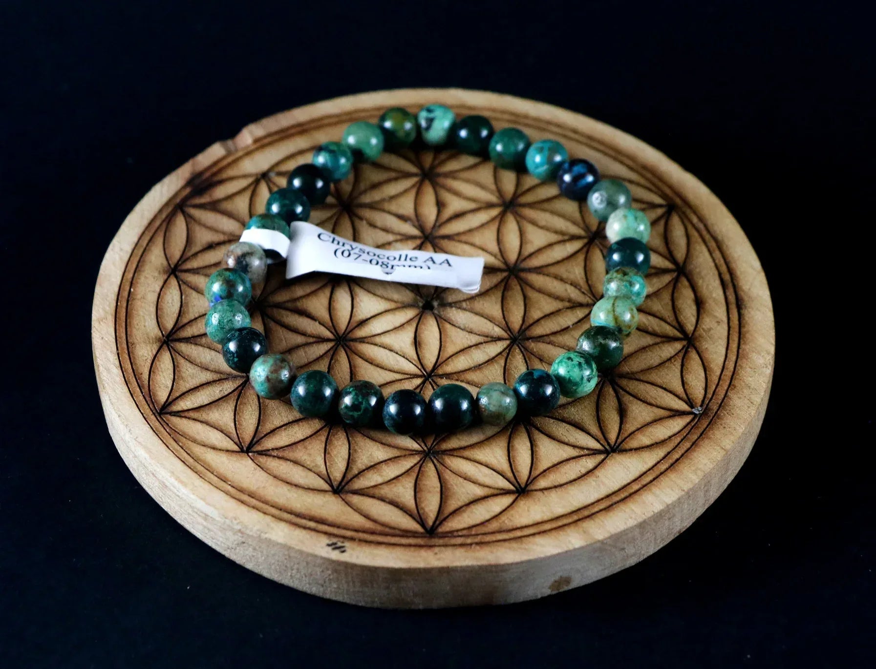 Bracelet en Chrysocolle 8mm AA Pérou - Pierres de Terre Happy
