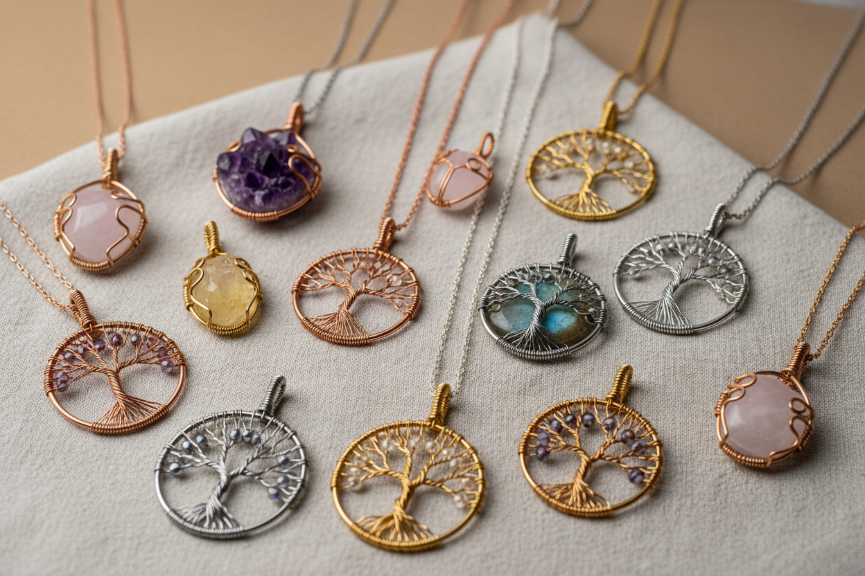 Pendentifs avec minéraux ou arbre de vie