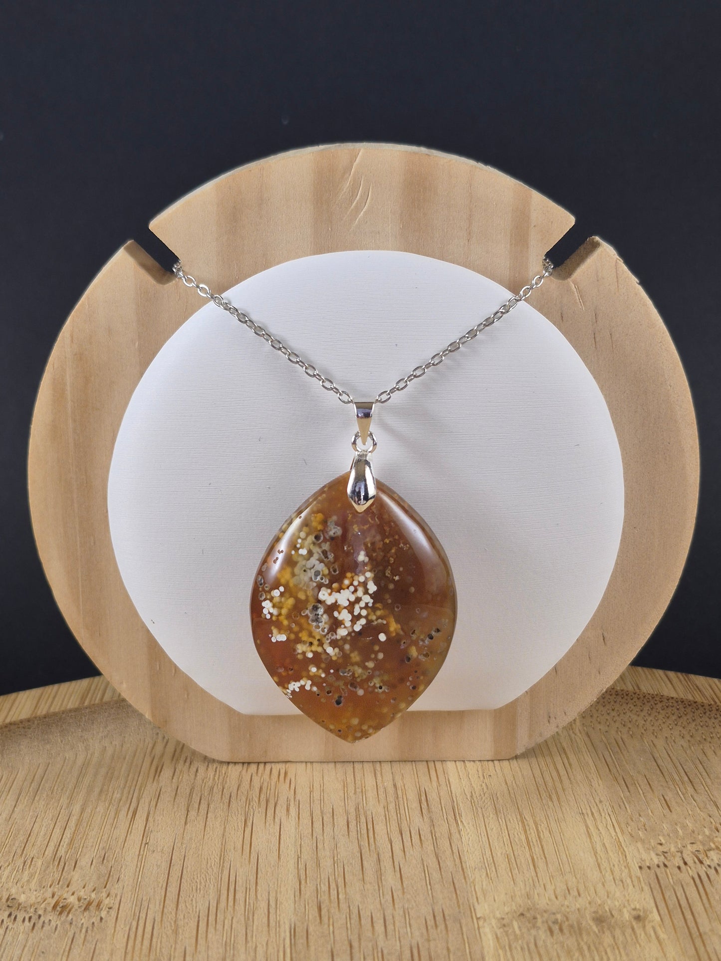 Pendentif marquise en Jaspe Océan