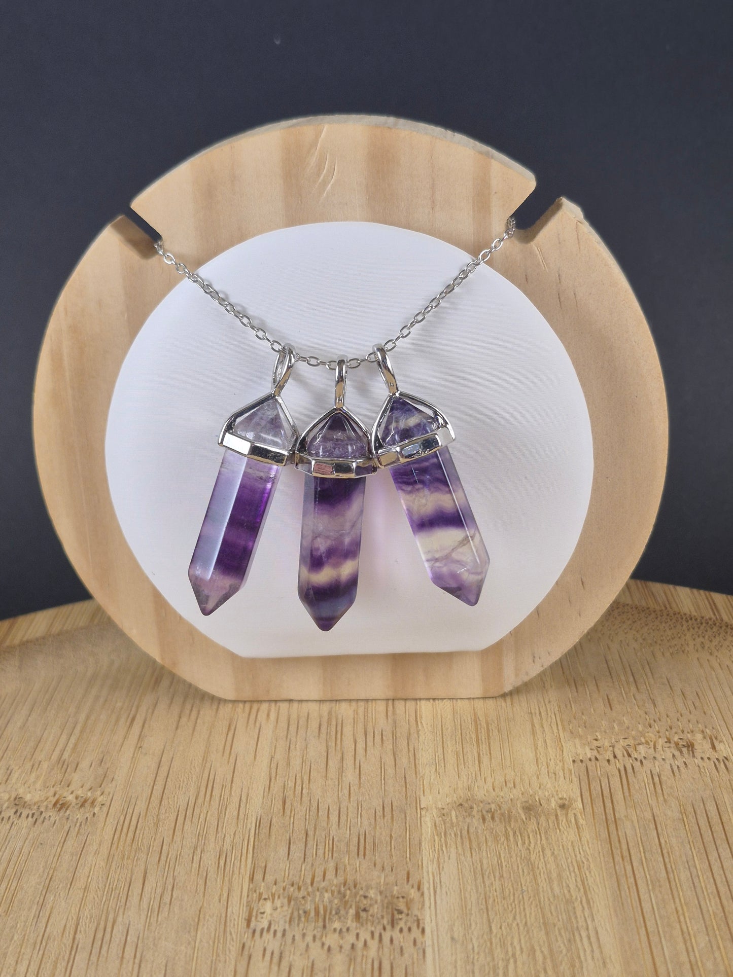 Pendentif doubles pointes en Fluorine multicolore