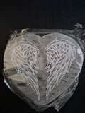 Plaque de dynamisation 12cm en Sélénite coeur ailes