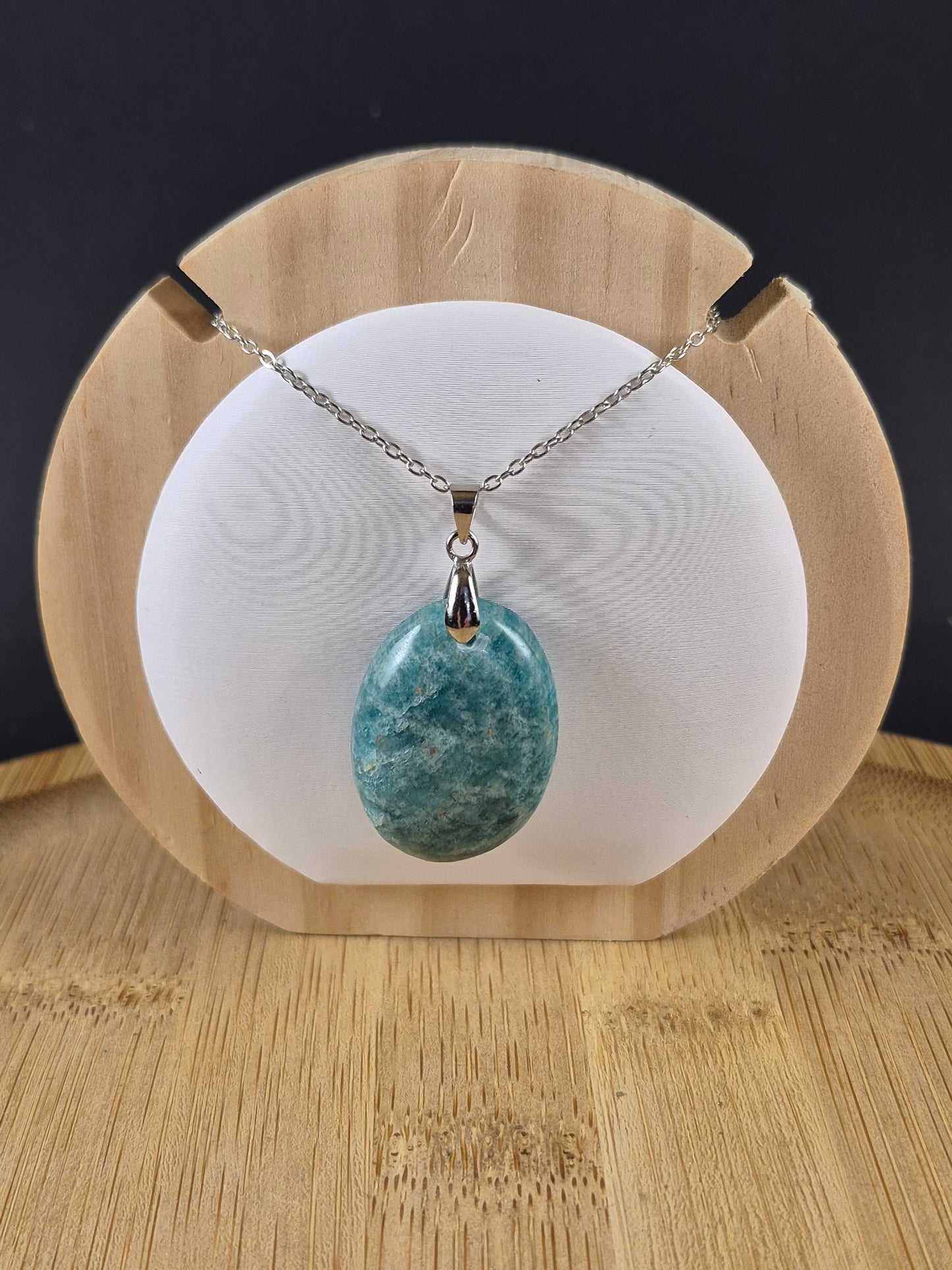 Pendentif oval en Amazonite